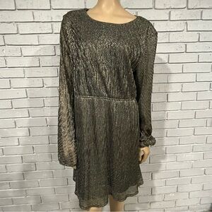 Xhilaration Women’s Gold Metallic Long Sleeve Party Evening Dress